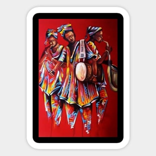 African People playing Instruments, Black History Art Sticker